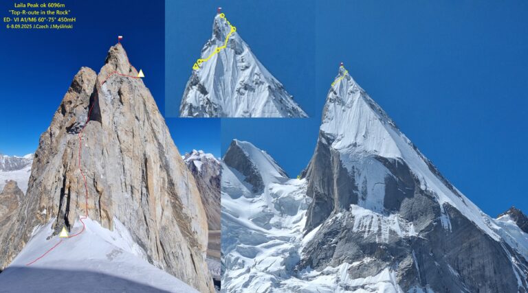 Laila Peak (~6090m.n.p.m) Nowa Droga! Top-R-oute in the Rock (ED- VI- A1 M6 60°-75° 450 mh)
